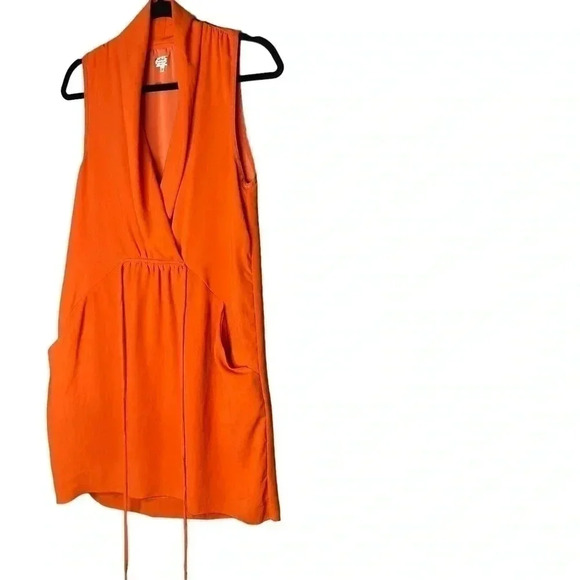 Wilfred Sabine Orange Dress Faux-wrap Mini Dress With Pockets Size Small - Picture 6 of 8